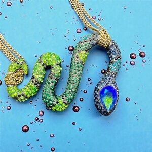 Betsey Johnson Green and Blue Snake Necklace